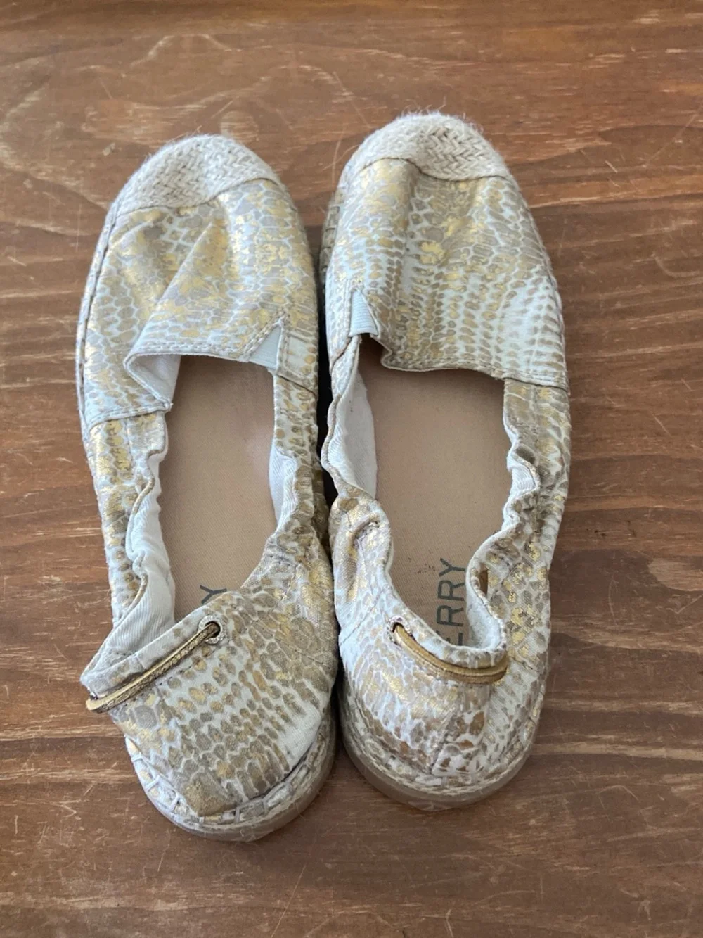 Sperry Metallic Gold Snake-Print Espadrille Slip-Ons